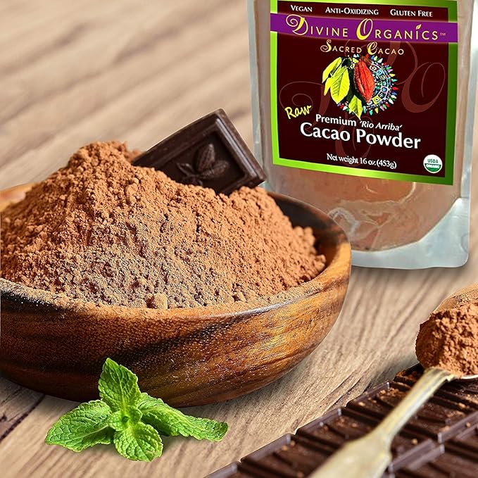 Divine Organics Raw Cacao Powder/Raw Cocoa Powder - Certified Organic - Premium Rio Arriba
