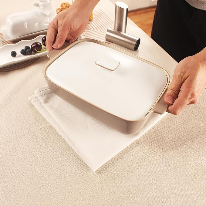 10" x 7" Casserole Dish 1.7 Quart Ceramic Bakeware Set with Lids, Chip and Crack Resistant Ceramic