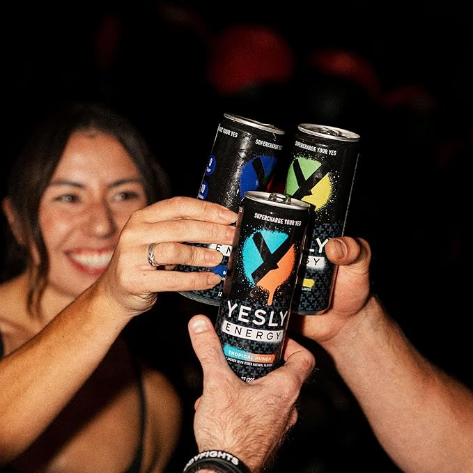 Yesly Energy Drink, Variety Pack, Naturally Flavored Sparkling Energy Drink With Electrolytes