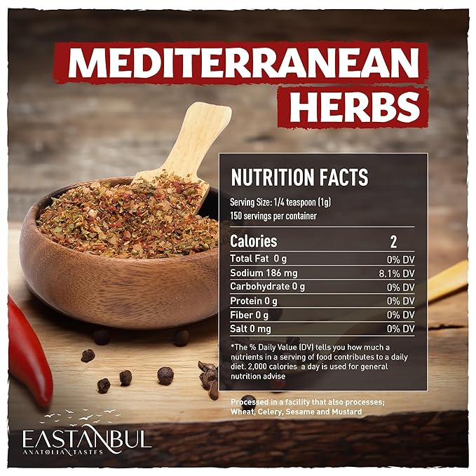 Eastanbul Mediterranean Seasoning, 5.29oz, Mediterranean Spice Blend, Herb & Salt Blend, Spiced Sea