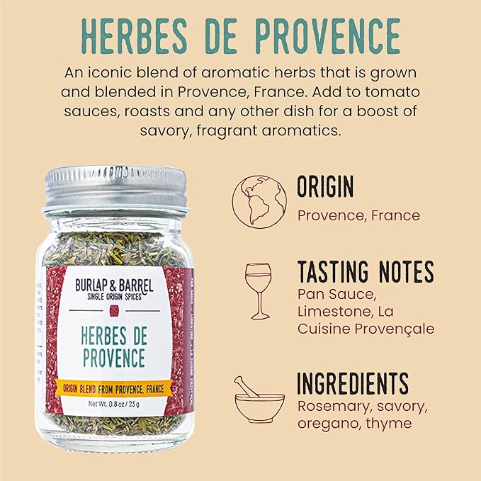 Burlap & Barrel Herbes de Provence – Iconic Herb Blend Grown & Blended in France – Herbes de