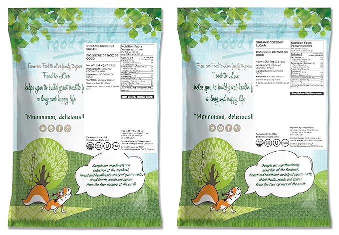 Food to Live Organic Brown Coconut Sugar, 15 Pounds ??Non-GMO, Pure Palm Sugar, Kosher, Vegan, Fair
