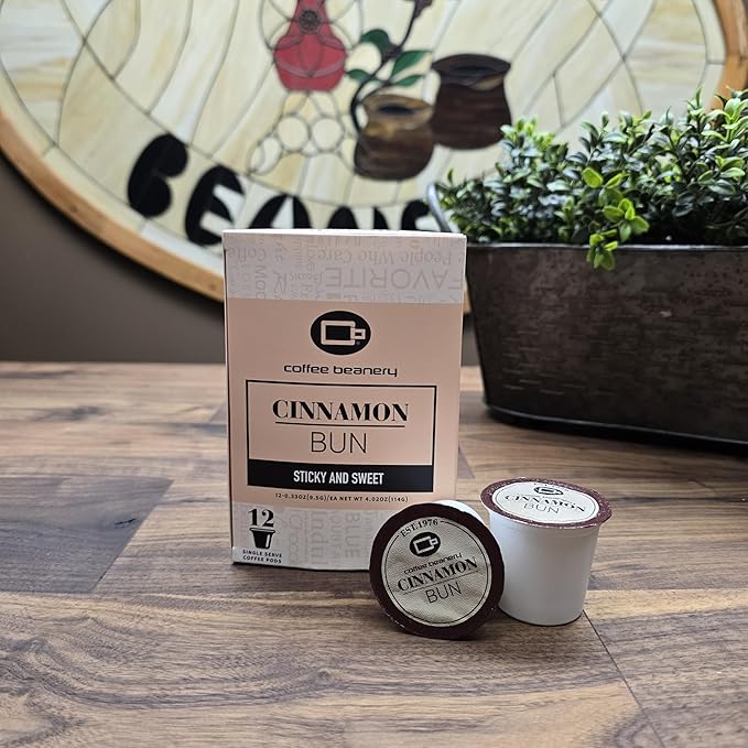 Cinnamon Bun Coffee Pods by Coffee Beanery | 12ct Flavored Coffee Pods Medium Roast Coffee Pods|