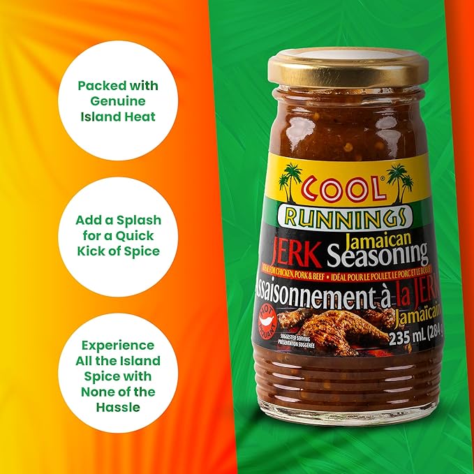 Cool Runnings Jerk Jamaican Seasoning Hot Sauce 284g - Authentic Spicy Jamaican Sauce for