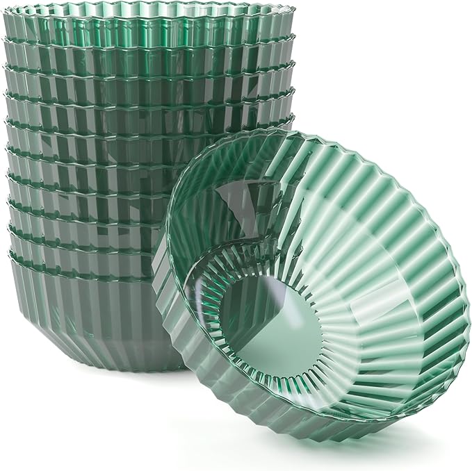 Exquisite Green Plastic Bowls Disposable - 16 Oz - 20 Count - Disposable Soup Bowls - Great for