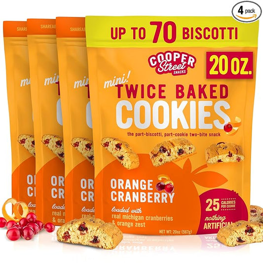 Cooper Street Twice Baked Mini Biscotti Italian Style Cookies - 5 Pound of Orange Cranberry Gourmet