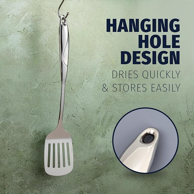 Zulay Kitchen Stainless Steel Metal Spatula ??Lightweight, Strong & Durable Metal Turner ??Easy to
