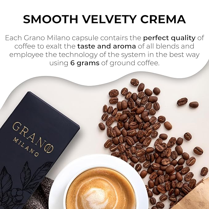 Grano Milano Ristretto - 50 Espresso Pods Compatible with Nespresso Original line, Medium Roast