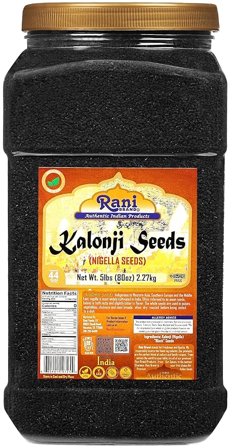 Rani Kalonji (Black Seed, Nigella Sativa, Black Cumin) Seeds 80oz (5lbs) 2.27kg Bulk PET Jar ~ All