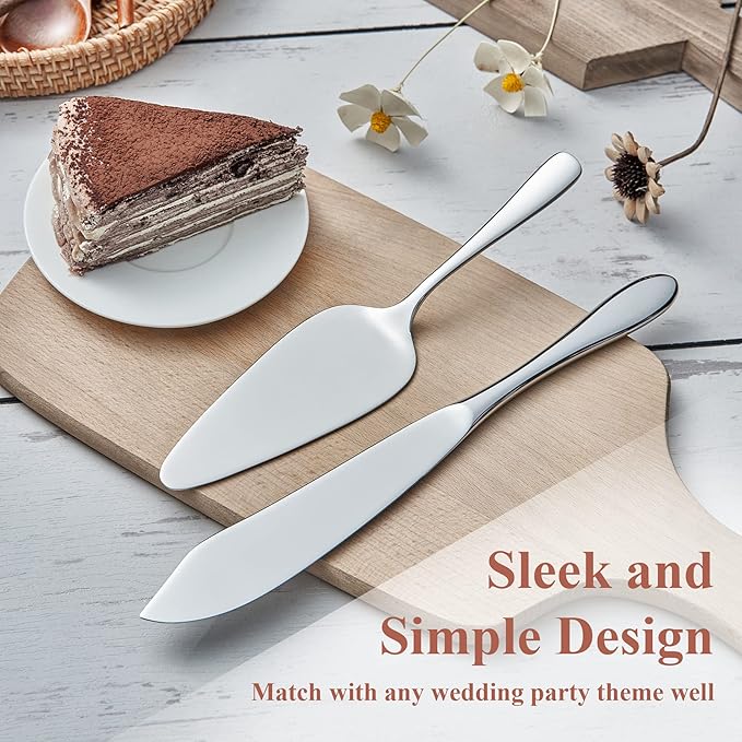 Cake Cutting Set for Wedding, Cake Knife and Server Set, Classic Design 18/10 Stainless Steel Pie