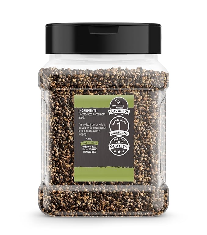 Birch & Meadow Green Cardamom Seeds, 10.5 oz, Decorticated, Indian Cuisine