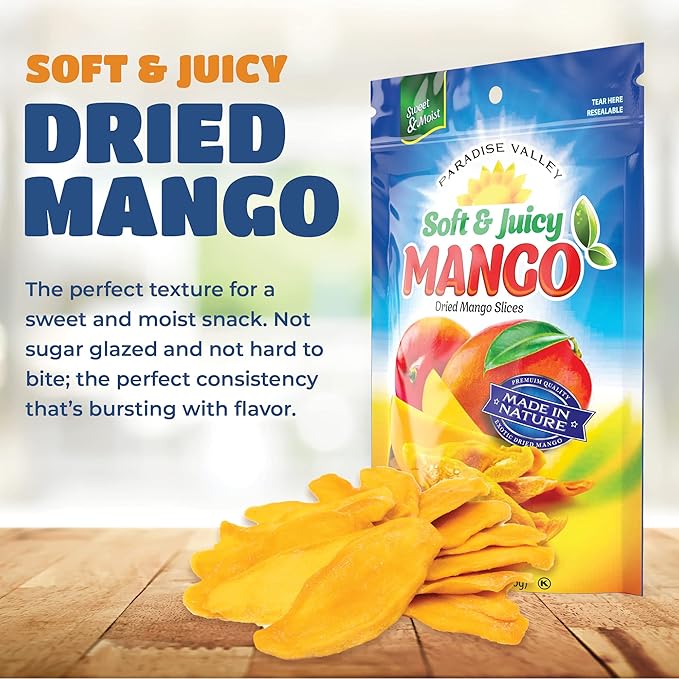 Dried Mango Slices - Delicious Texture Soft & Juicy Low Sugar Added Dried Mango - Naturally Ripened
