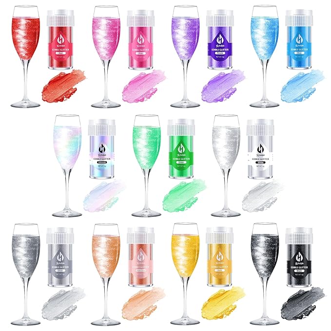 Iridescent Edible Glitter ??6g Rainbow Luster Dust Drink Glitter, Food Grade Shimmer Powder for