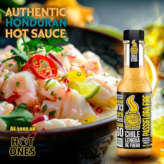 Chile Lengua de Fuego (Pack of 2 Passiflora Fire) Hot Sauce Passion Fruit, Smoked Scotch Bonnet &