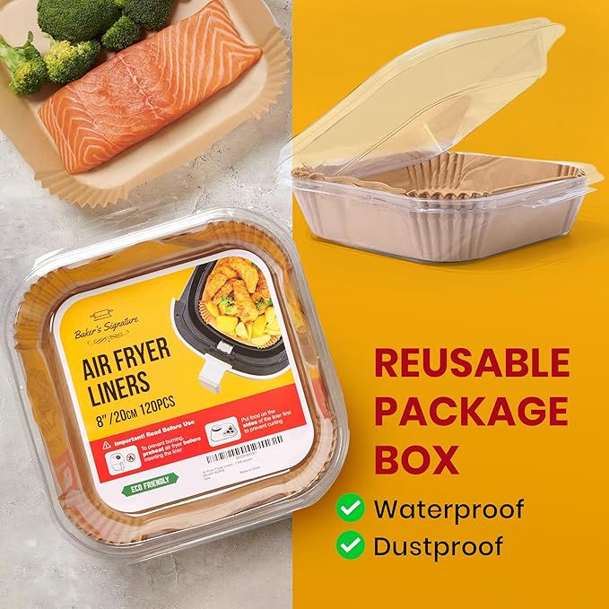 Air Fryer Paper Liners, 125Pcs Air Fryer Disposable Liners, Non-Stick and Oil Proof for Easy