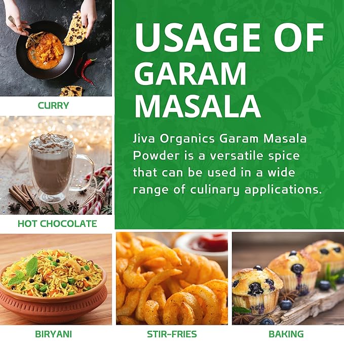 Jiva Organics Organic Garam Masala Powder 7 Ounce - NON-GMO, Salt Free, Premium Indian Spice Blend