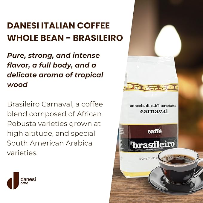 Danesi Caffe Italian Whole Coffee Beans - Espresso Coffee Beans and Medium Roast Whole Bean