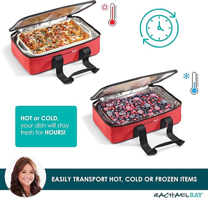 Rachael Ray Lasagna Lugger, Thermal Insulated Casserole Carrier for Hot or Cold Food, Lugger Tote