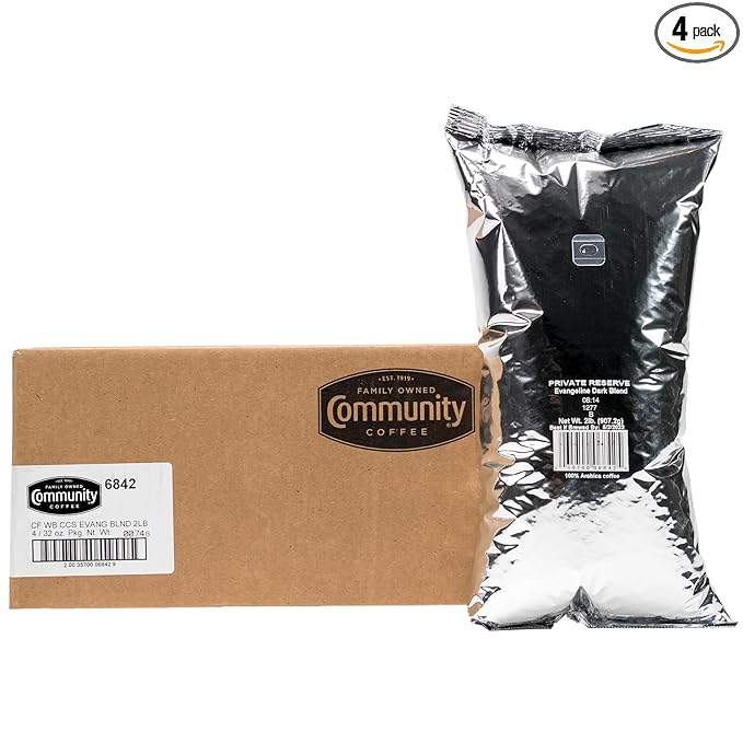 Community Coffee Private Reserve Evangeline Blend Whole Bean Coffee, Dark Roast, 32 Ounce Bag (Pack