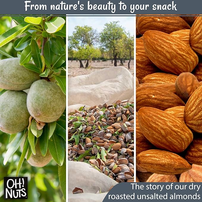 Oh! Nuts Almonds - Dry Roasted Unsalted Almonds - 2 lb - No Salt, No Oil All-Natural Protein