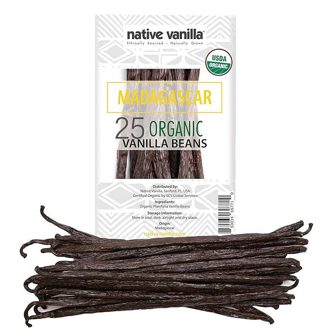 25 Organic Madagascar Vanilla Beans - Gourmet Grade A Premium Vanilla Pods - For Vanilla Extract &
