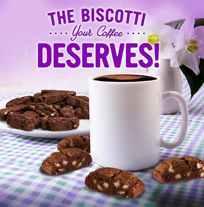 Cooper Street Twice Baked Brownie Chocolate Biscotti Cookies - Light and Crispy Coffee Cookie Bites