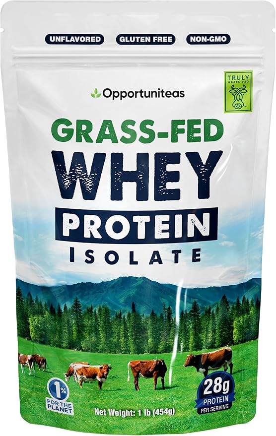 Opportuniteas Grass Fed Whey Isolate Protein Powder - Unflavored 28g Protein Powder Without