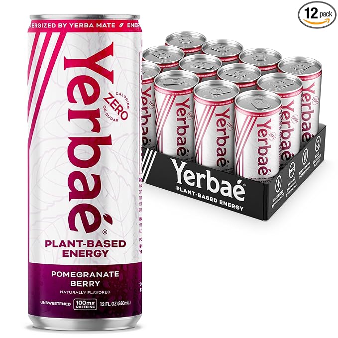 Yerbaé Energy Seltzer - Pomegranate Berry, No Sugar/Calories/Carbs. Energized by Yerba Mate