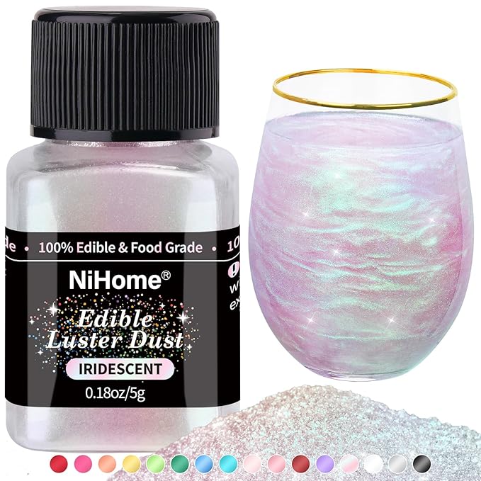 NiHome Edible Food-Grade Glimmer Powder Glitter Luster Dust Metallic Food Decorating Sprinkle