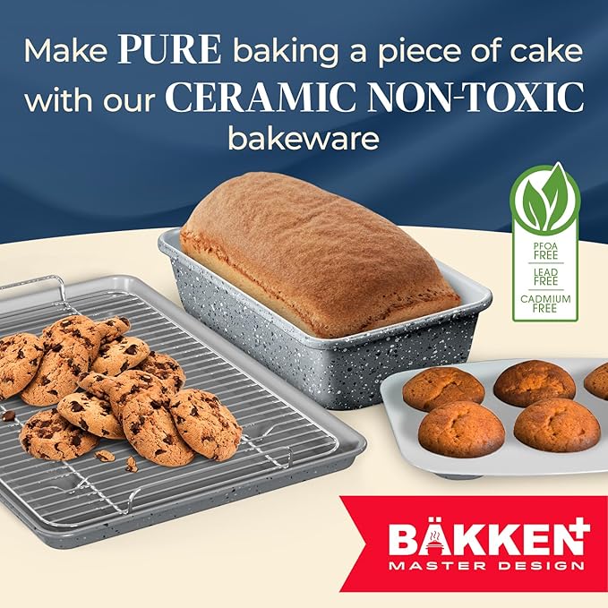 Bakken 8-Piece Stackable Bakeware Set - Ceramic Non-Stick Coating, Baking Sheets, Assorted Baking