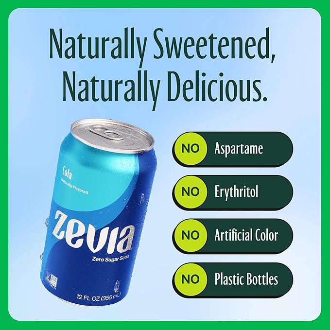 Zevia Zero Sugar Soda, Nostalgic Variety Pack, 12 oz Cans (24-Pack) ??Naturally Sweetened, Non-GMO