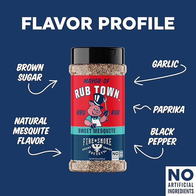 Fire & Smoke Society Mayor of Rub Town BBQ Rub | BBQ Seasoning for Smoking and Grilling Meat |