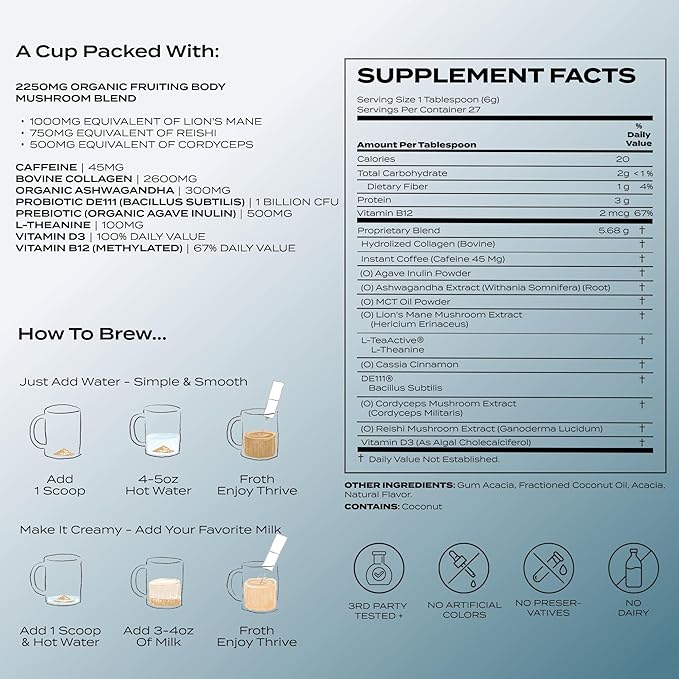 Atlas+ Coffee Superblend??Instant Mushroom Coffee with Lion?™s Mane, Reishi, Cordyceps