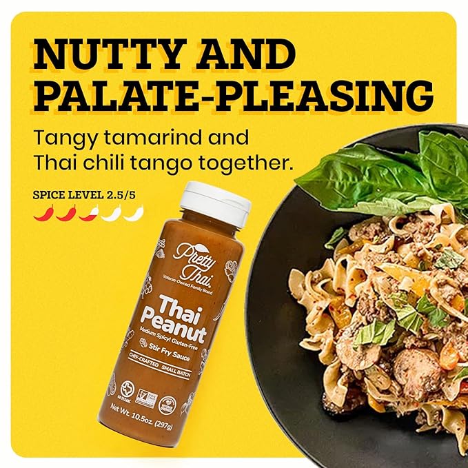 Pretty Thai Peanut Sauce, Gluten Free Certified Non-GMO Vegan Authentic Stir Fry, Dressing, Rice
