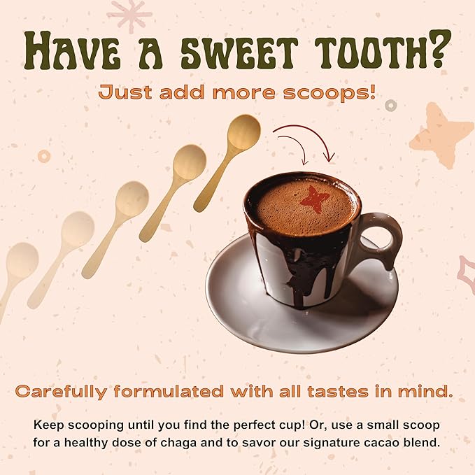 ChagaLatte - Cacao & Mushroom Beverage Blend | Iced Superfood Chaga Supplement & Hot Cocoa | Energy