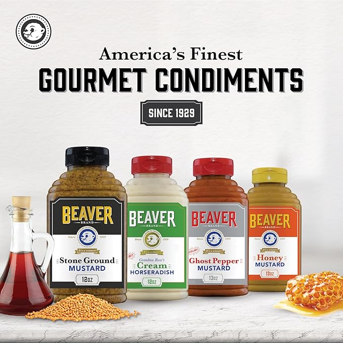 Beaver Stone Ground Mustard, 12 oz squeeze bottle