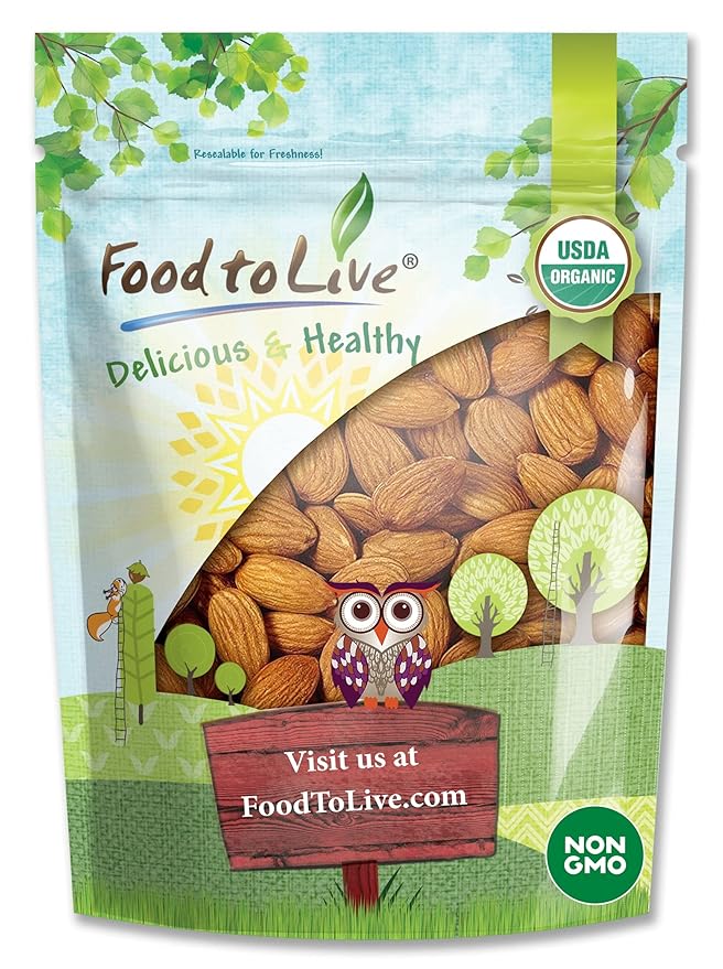 Food to Live Organic Imported Raw Almonds, 5 Pounds Non-GMO, Whole, Raw, No Shell, Unpasteurized
