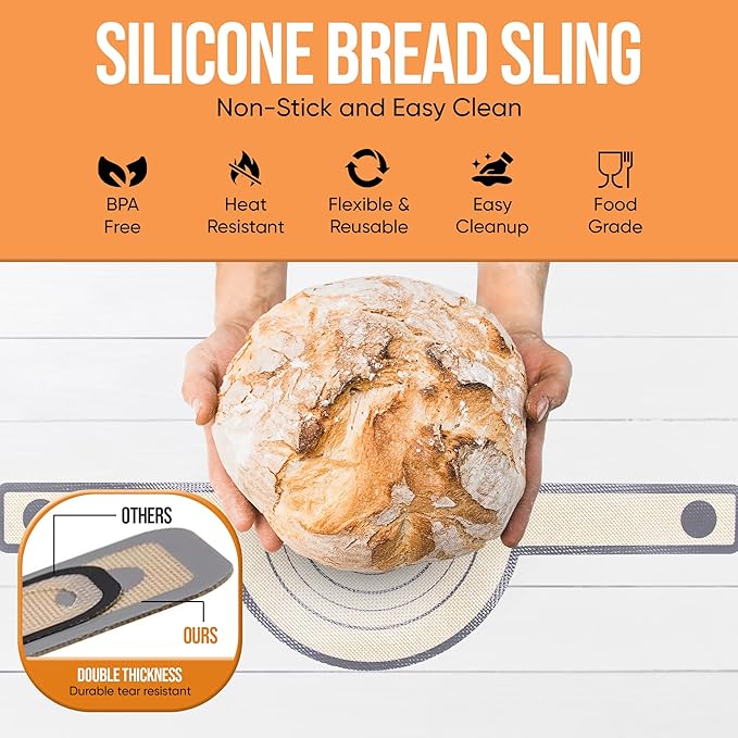 Complete Sourdough Starter Kit and Sourdough Bread Baking Supplies - Includes 9" Banneton Proofing