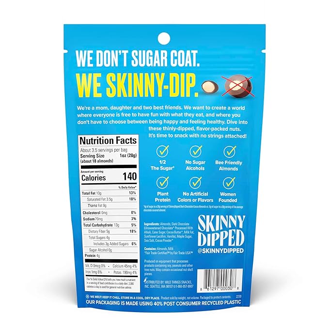 SkinnyDipped Faves Variety Pack, Healthy Snack, Plant Protein, Gluten Free, Pack of 6