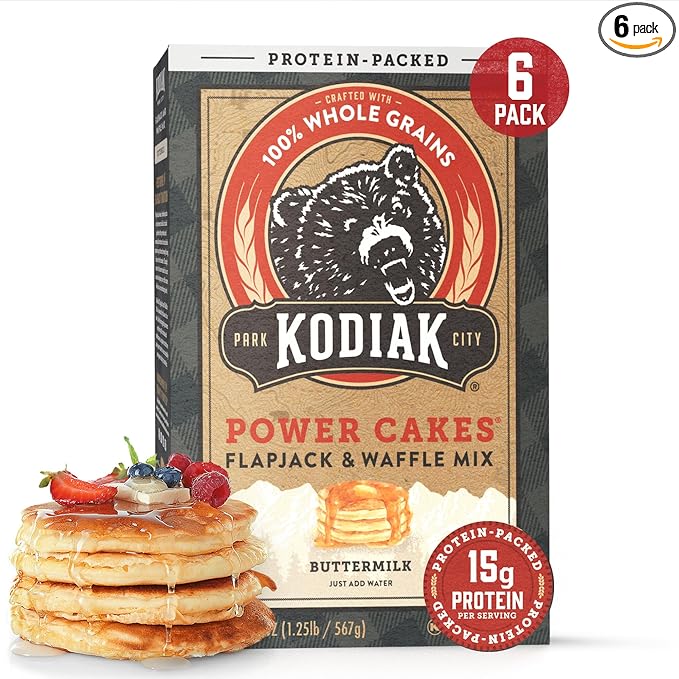 Kodiak Cakes Protein Pancake Power Cakes, Flapjack and Waffle Baking Mix, Buttermilk, 20 Oz, (Pack