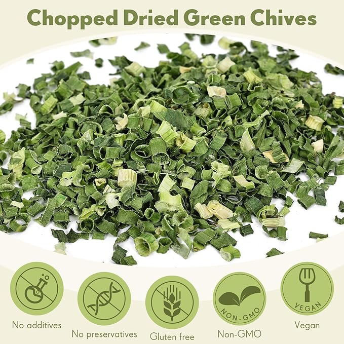 Besway Chives 3.5 oz(100g), Premium Dried Green Chives - Perfectly Chopped for Culinary Use, 100%