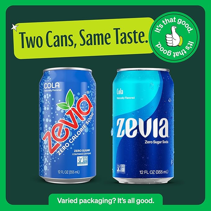 Zevia Zero Sugar Soda, Nostalgic Variety Pack, 12 oz Cans (24-Pack) ??Naturally Sweetened, Non-GMO