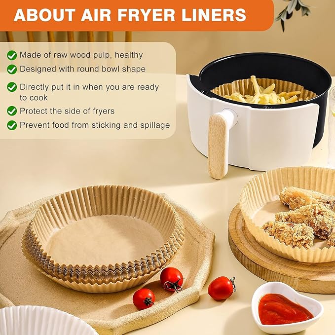 400Pcs Air Fryer Paper Liners Disposable, 8 Inch Max Xl Large Cooker Air Fryer Disposable Paper