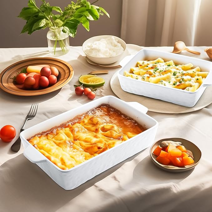 Casserole Dishes for Oven, Ceramic Baking Dishes, Lasagna Pan with Handles, Porcelain Baking Pan