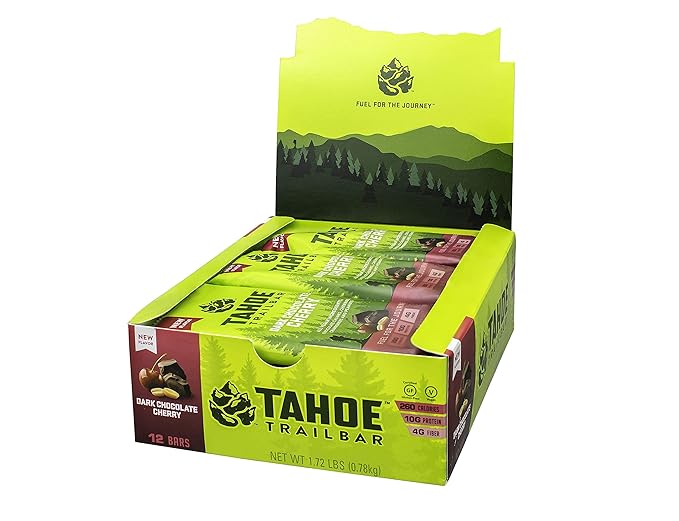 Tahoe Trail Bar, Plant-Based Natural Energy Bar (2.3 Ounce Protein Bar, 12 Count) High Protein