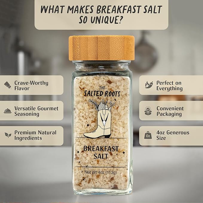 The Salted Roots - Breakfast Salt - Whiskey-Infused with Real Maple, Vanilla Bean &