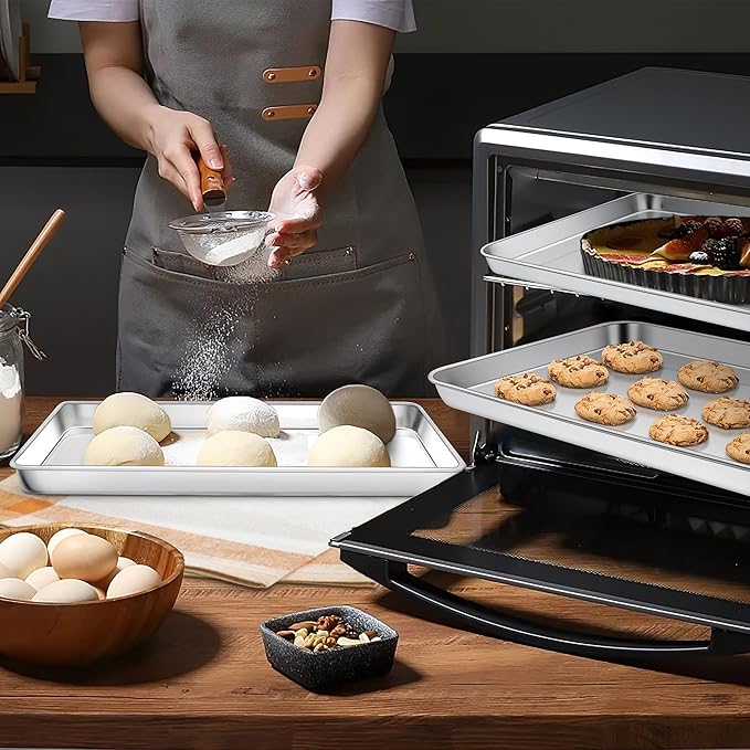 Homikit 2 Pack Baking Sheet, 9 x 13 Inches Stainless Steel Quarter Sheet Pan Set for Baking Cooking