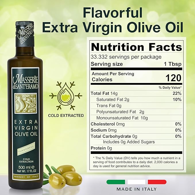 Flavorful Italian Extra Virgin Olive Oil Cold Pressed - Robust Olive Oil for Cooking and Frying