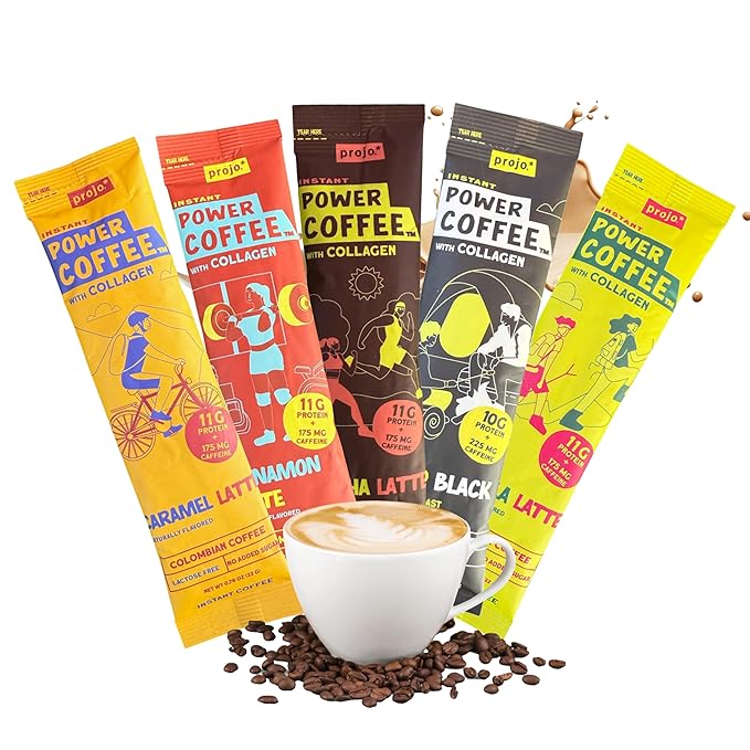 Projo* Power Coffee – Instant Coffee with 11g Protein – Grass-Fed Hydrolyzed Bovine Collagen &