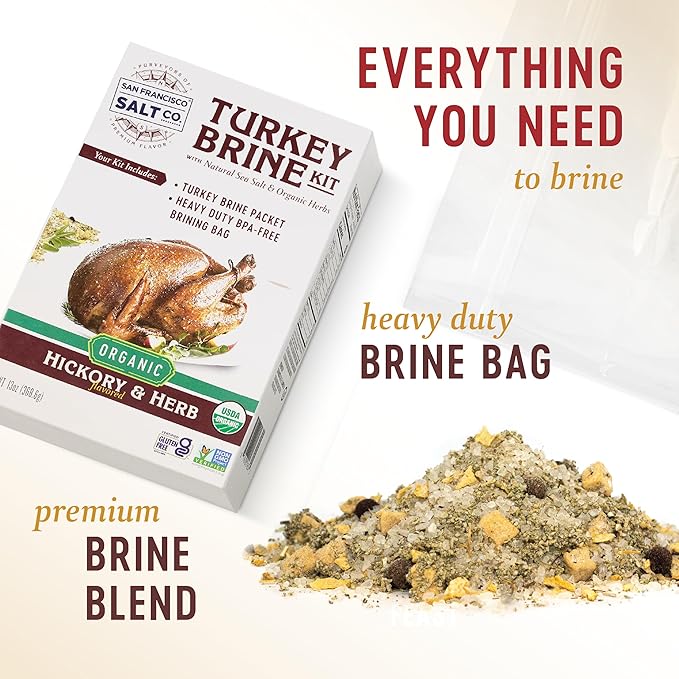 Organic Turkey Brine Kit - 13 oz. Hickory & Herb with Brine Bag by San Francisco Salt Company